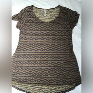 LuLaRoe Purple and Tan Fitted Short Sleeve Tee